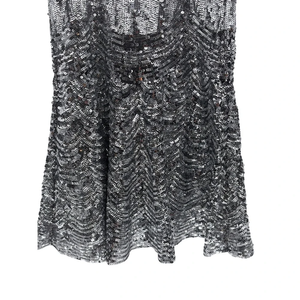 Michael Kors Dress Sequin Women Size 0 Silver Metallic Sleeveless‎ Evening Short